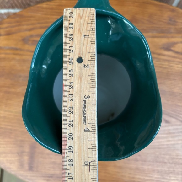 Ceramic hand thrown pottery handmade wide rim green vase pitcher - Picture 5 of 7